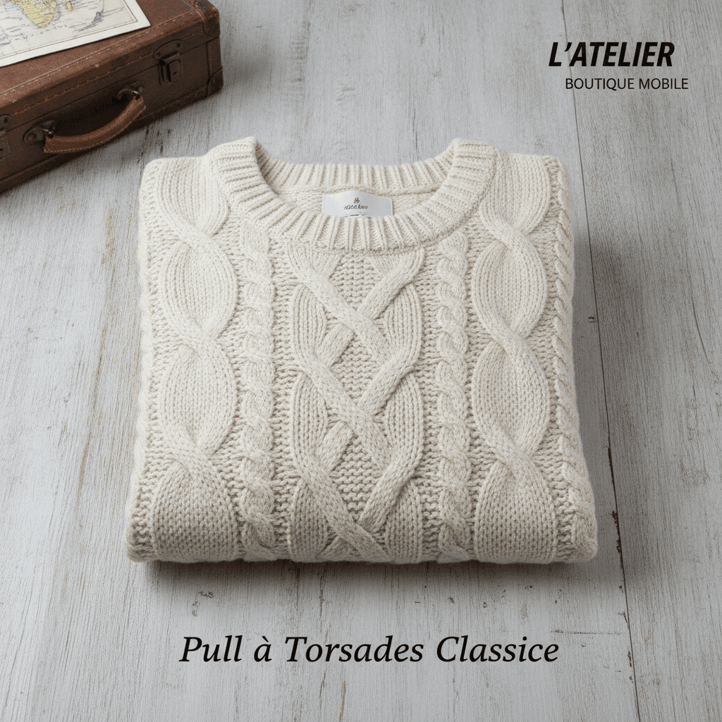 Pull à Torsades Classique - Écru