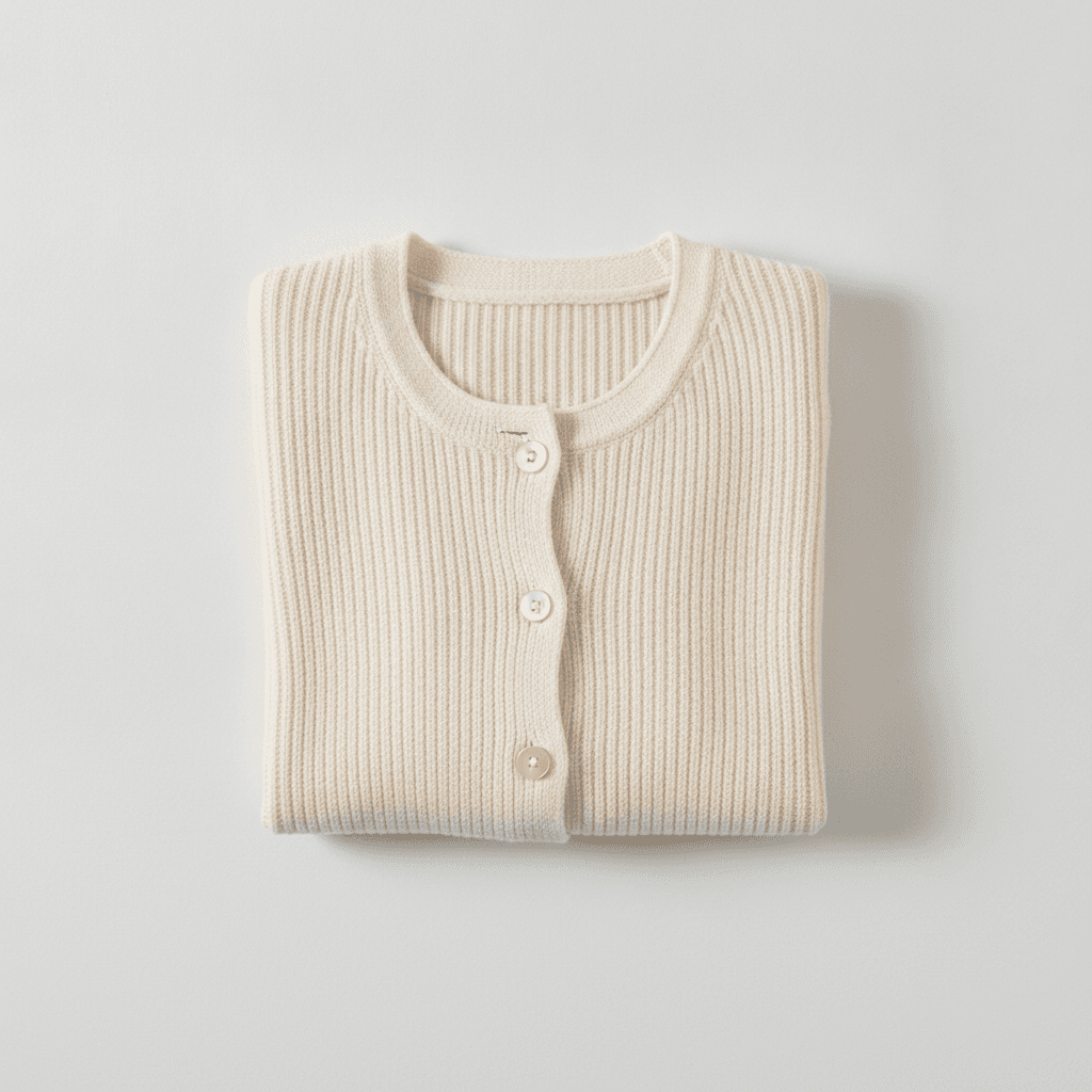 Gilet Court en Maille Côtelée - Écru