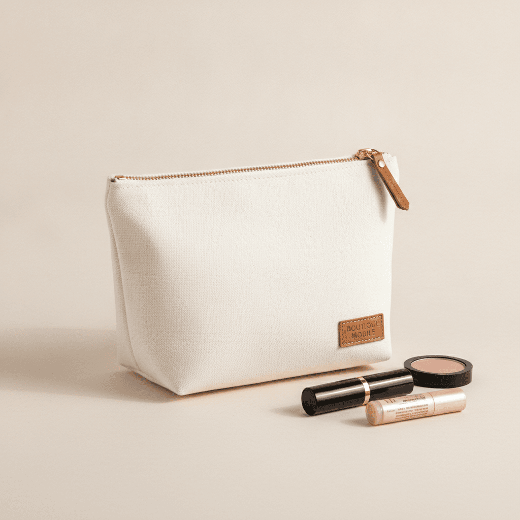 Pochette de Maquillage en Toile - Écru