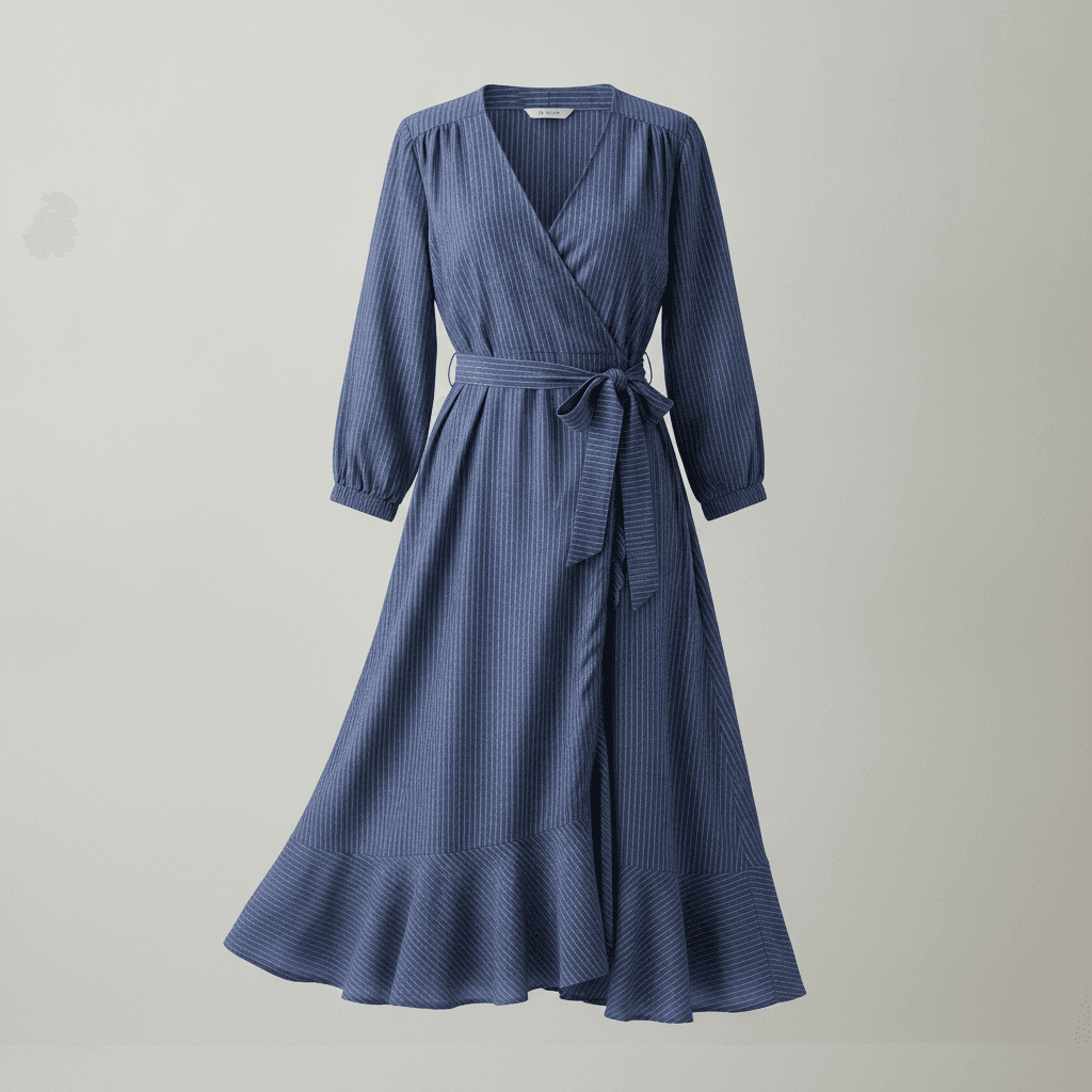 Robe Portefeuille Légère - Bleu jean